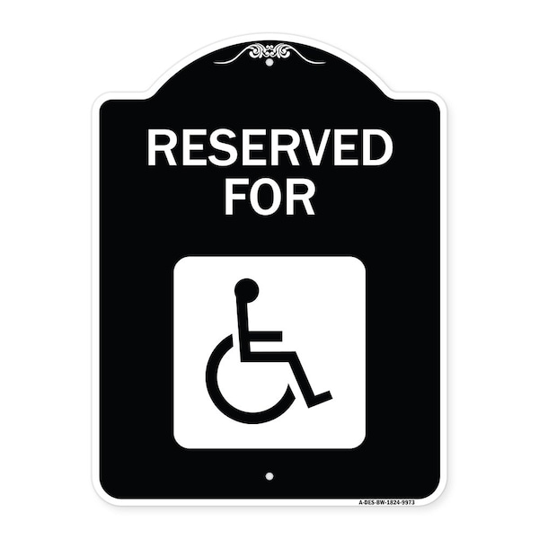 Designer Series-Graphic Handicapped Reserved Black & White Heavy-Gauge Alum, 24" x 18", BW-1824-9973
